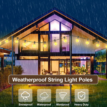 2 Pack String Light Poles for Outside, Metal Christmas Lights Hanger Pole Outdoor with Fork, Lighting Hanging Pole for Patio Garden Backyard Yard Camping Party