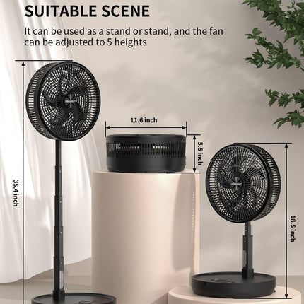 Easyacc 12'' Quiet Fans For Bedroom, Oscillating Standing Fan, 10000Mah Remote Control Foldable Rechargeable Fan For Home