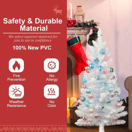 Kadunmina 3FT Pre-lit Artificial Christmas Tree, White Christmas Tree with Stand Small Christmas Tree with Lights Xmas Tree with 88 Branch Tips for Indoor and Outdoor