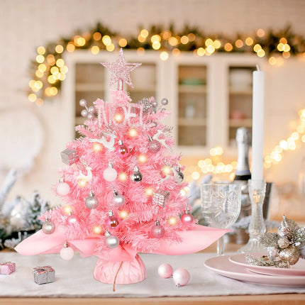 20in Mini Christmas Tree with LED Light Desktop Christmas Tree Artificial Christmas Tree with Stars Topper Small Christmas Tree Decoration for Home,Office,Wedding Party
