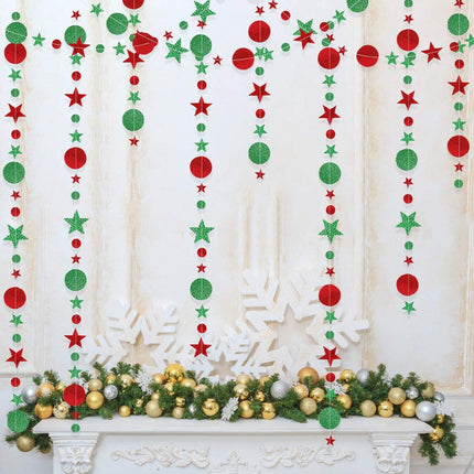Red and Green Glitter Grinches Christmas Hanging Garland Grinches Christmas Banner Grinches Christmas Garland for Grinches Whoville Christmas Decorations, Xmas Holiday Mantle Fireplace Home Decor