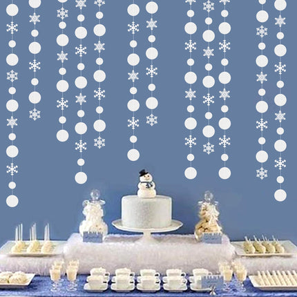 Silver Snowflake-Snow White-Christmas Party-Decorations Garland - 4pcs Winter Wonderland Hanging Streamers,Frozen Baby Shower Birthday Year Bridal Ceiling Banner Backdrop Decor Burgleda