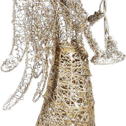 ABOOFAN Angel Christmas Tree Topper Gold Glitter Christmas Treetop Decoration Coated Metal Angel Xmas Tree Topper Ornaments for Holiday Home Office Shopping Mall Decor