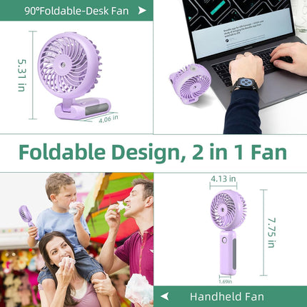 Civpower Misting Fan Portable, Hand Held Fan 90°Adjustable Desk Fan, 4000Mah Usb Rechargeable Personal Fan With Water Mist, 514