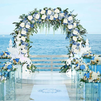 Lvydec 2 Pack Artificial Peony Flower Garland - 6ft Silk Peony Red Flower Garland Arch Flower Vine for Wedding Party Table Decoration(Blue and White)