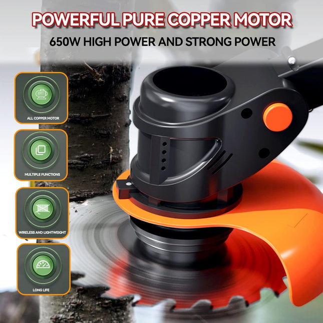 Windpost Electric Weed Wacker,650W Cordless Weed Eater,21V String Trimmers,Weed Wacker Cordless with Battery and Charger for Home Garden, Lawn, Yard, Bush Trimming & Pruning (Black)