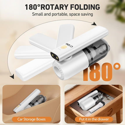 Handheld Car Vacuum Cleaner, 4 In 1 Vacuum Cleaner 15000Pa, 180° Rotatable 120W Power Car Vacuum Cleaner With Led Light And Nozzles For Car, Home