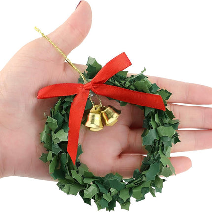 Syhood 12 Pieces Christmas Wreaths with Gold Bells Christmas Pine Wreaths for Front Door Christmas Holiday Indoor Home Decor (Classic Style,3.15 Inches)