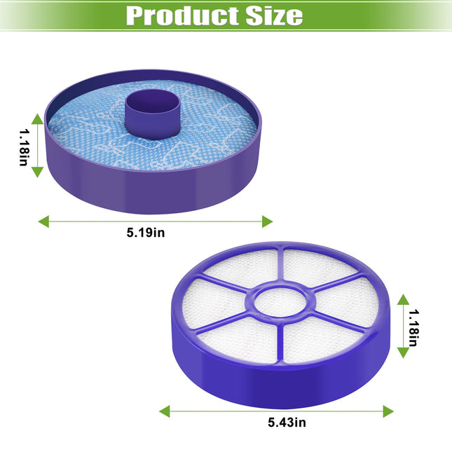 2 Pack Premotor Filter & Postmotor Exhaust Hepa Filter For Dyson Dc33 Multi Floor, Dc33 Total Clean, And Dc33 Exclusive Vacuum Cleaners, Replace Part 91956302 & 92161601