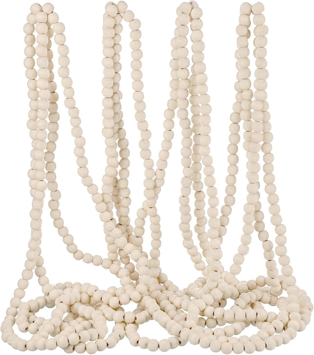 39.3 ft Christmas Wood Bead Garland Xmas Bead Garland Round Craft Bead Garland Christmas Vintage Decorations Boho Farmhouse Ornaments for Holiday Xmas Tree Decor (Wood Color)