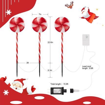 6 Pack Lollipop Christmas Pathway Lights Outdoor - 29 inches 120 LED Walkway Lights with 8 Lighting Modes, Waterproof Candy Cane Lighted Decorations for Holiday Lawn Yard Outside