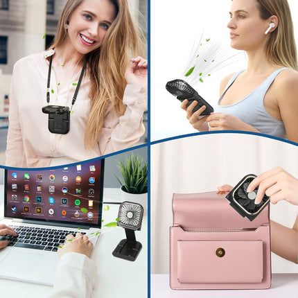 Handheld Fan Mini Portable Fan, Upgrade Small Personal Fan With 3 Speeds Neck Fan Rechargeable Portable Fan, Good For Travel Home