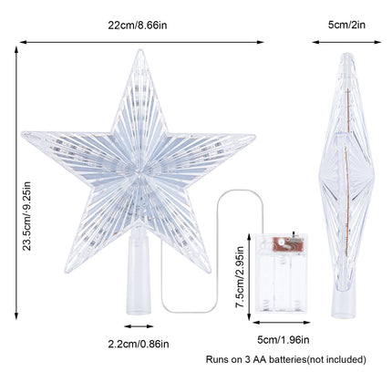 Christmas Tree Topper Warm White Light Christmas Star Great for Christmas Tree Ornaments Year Christmas Tree Toppers Lighted Christmas Tree Star 8.7 Inch Christmas Star Tree Topper Battery Powered