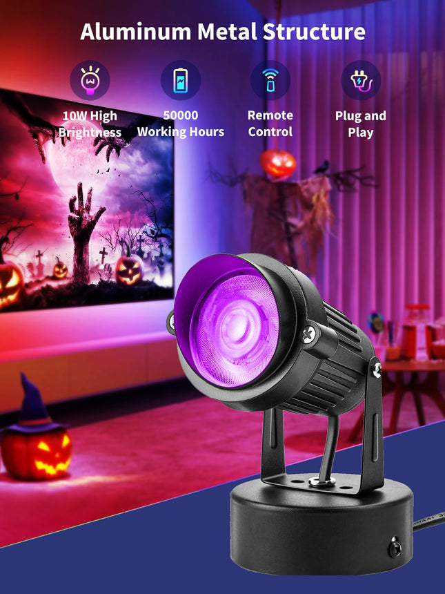 ZUCKEO Christmas LED Spot Lights Indoor RGBW Up Lights with Remote, 120V 10W Uplighting Indoor Spotlights Plug in, 4.92FT Code Accent Flood Light Color Changing Landscape Lighting with Switch (2Pack)