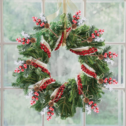 10 Pcs Christmas Berries Pine Cones for DIY Crafts-Christmas Tree Picks Spray Evergreen Artificial Pine Branches Holly Stem,Xmas Garland Décor, Wrap Embellishment (Red)