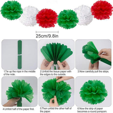 Christmas Party Decoration Festival Set - Huryfox 33pcs Birthday Bunting Decorations Paper Pom Poms Supplies Garland Hanging Honeycomb Balls Suitable for Halloween Garden Indoor Home Décor