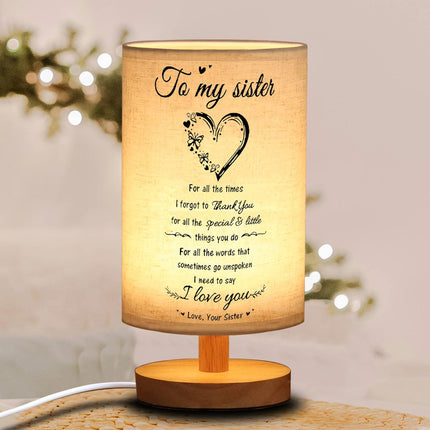 Sister s from Sister Table Lamp, Mothers Day Birthday for Sister, Christmas Sister s from Sister Night Light, to My sister Graduation Anniversary Graduation Wedding present for Sister
