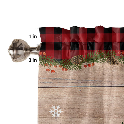 Merry Christmas Tree Valances Windows Curtain Farm Xmas Tree Kitchen Valances Rod Pocket Snowflake Red Black Buffalo Plaid Check Short Topper Curtains Winter Holiday Christmas Decor 1 Panel,54x18in