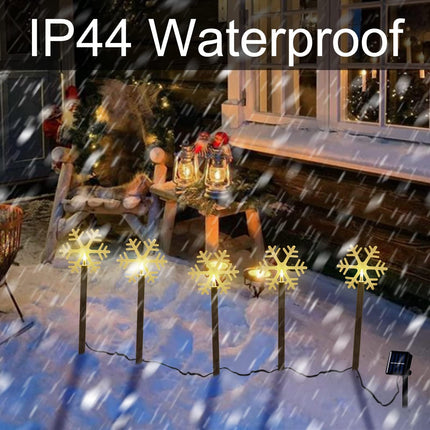 Solar Christmas Pathway Lights, 5 Pack Solar Snowflake Lights with Stake Outdoor Waterproof Landscape Lights Christmas Decorative Lights for Garden Yard Street Park Christmas Wedding