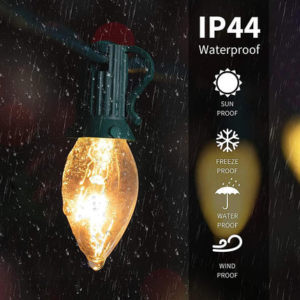 25 Pack Christmas Decor Replacement Bulbs Clear, 5 Watt C7 Light Bulbs, E12 Candelabra Base C7 Incandescent Bulb for Indoor/Outdoor Christmas String Lights