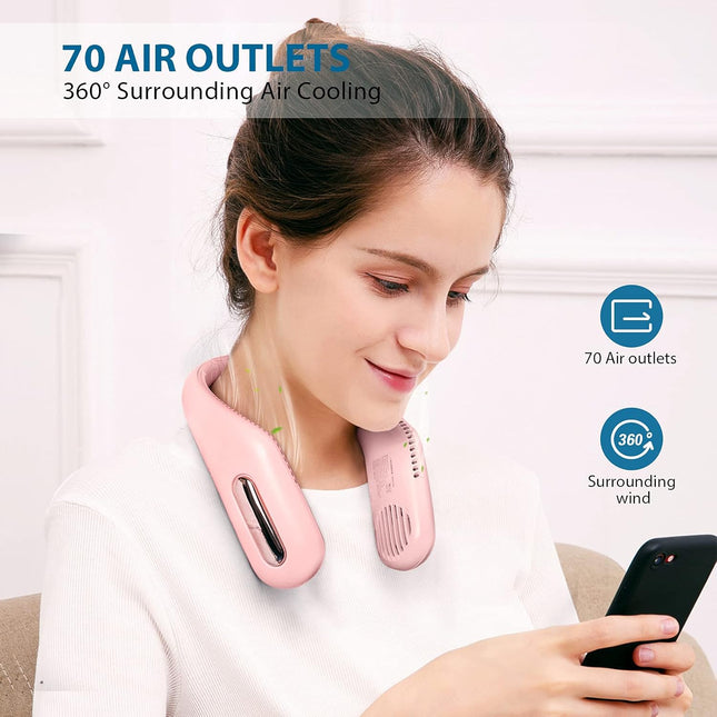 Matekxy Portable Neck Fan, Mini HandsFree Fan With Quiet And Lightweight, Personal Bladeless Fan Neck Cooler For Indoor Outdoor