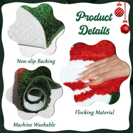 MelonBoat Christmas Bathroom Rugs: Non-Slip Christmas Bath Mat with Wreath and Bows Design, Absorbent Cute Soft Christmas Decorations Bathroom Rugs, Washable Green Christmas Bath Mats 24 x 24 Inch
