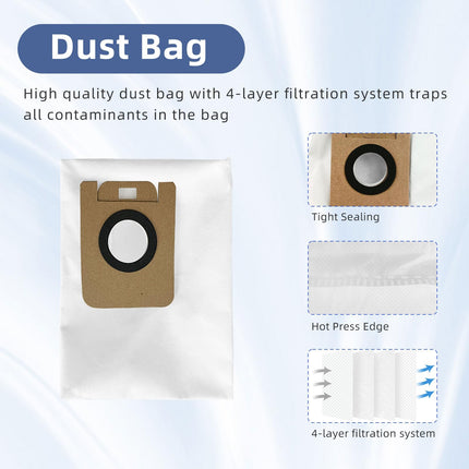 Accessories Compatible For Dreame D10 Plus Rls3D Spare Parts, 1 Main Brush 4 Side Brushes 4 Hepa Filters 4 Mop Pads 2 Dust Bags Parts