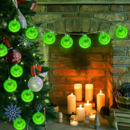 Grinch Christmas Decorations, 20 LED 11ft Christmas Lights Battery Operated with Remote/Timer, Waterproof Christmas String Lights for Tree Home Bedroom Yard Outdoor Indoor Decor