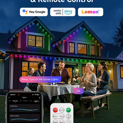 Permanent Outdoor Lights, Permanent Christmas Lights Outdoor 300ft with 216 LED RGB Lights with 44 Scene Modes for Halloween, Christmas Decorations, Work with APP, Alexa, Google Assistant