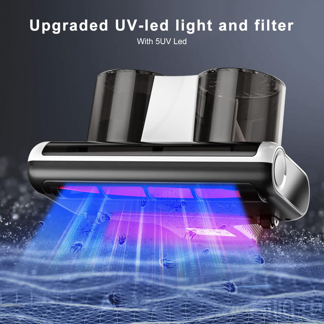 Bed Vacuum Cleaner, Uv Mattress Vacuum With Roller Brush & High Heating, Double Dust Cup, 500W Powerful Suction Handheld Vacuums Effectively Clean Up Bed