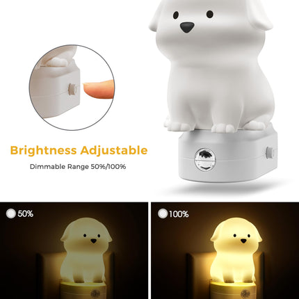 L LOHAS LED Plug in Night Light for Kids, 3D Cute Puppy Night Light with Dusk to Dawn Sensor, RGB+Soft White 3000K Dog Night Light, Christmas Birthday Nightlight for Kids, Room Decor