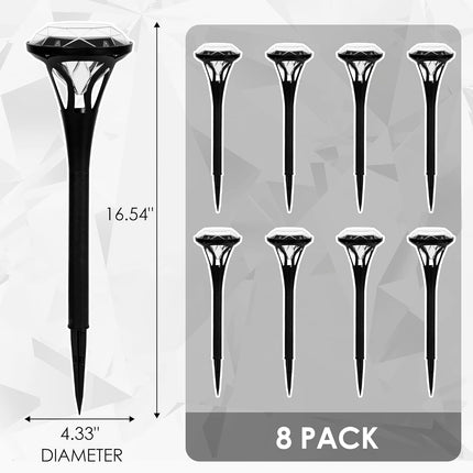 Solpex 8 Pack Diamond Solar Garden Lights, Bright 5 Led Solar Lights For Outside, Waterproof Solar Pathway Lights, Up To 12 Hours
