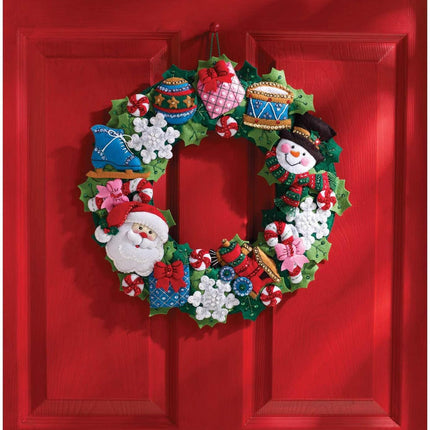 Bucilla Felt Applique Wall Hanging Wreath Kit, 15 by 15-Inch, 86363 Christmas Toys