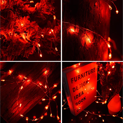 Fairy Lights Battery Operated 10FT Red Fairy String Lights 60 Led Fairy Lights Waterproof Mini String Lights Small Twinkle Lights Fairy Lights for Bedroom,Xmas Wreath,Wedding,Halloween,Christmas