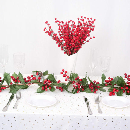 DearHouse 6FT Red Berry Christmas Garland, Flexible Artificial Berry Garland for Indoor Outdoor Home Fireplace Decoration for Winter Christmas Holiday Year Decor