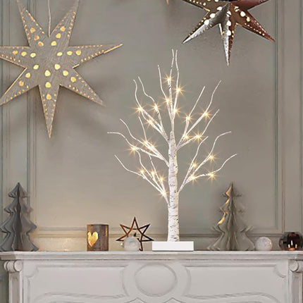 Vanthylit Lighted Tree, White Birch Tree with LED Lights, Prelit Artificial Tree with Timer, Centerpiece Tree Light for Christmas Decorations, Light Up Tabletop Tree Home Decor (2 FT, Warm White)