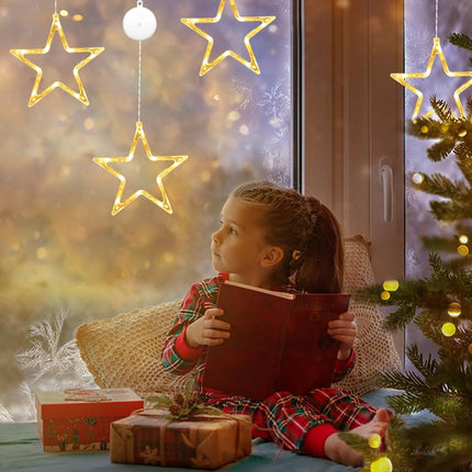 LED Stars Christmas Lights,3 Pack LED Christmas Window Lights,10 LEDs Christmas Decorations with Timer for Window Decoration, Christmas Decoration, Balcony,Party,Wedding,Warm White