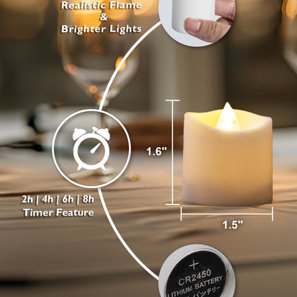 Homemory 12Pack 400+Hour Remote Control Flameless Candles, 2/4/6/8H Timer Led Votive Candles, Battery Operated Tea Lights for Wedding Table Centerpiece, Holidays, Halloween Pumpkins, Christmas Decor