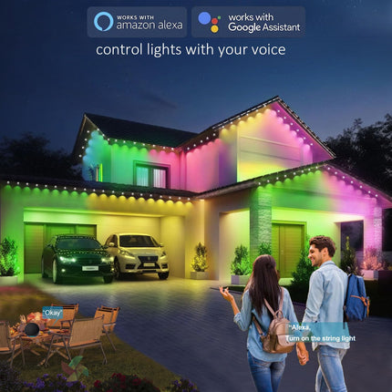 Permanent Outdoor Christmas Lights for House Roof, Year Round 100ft RGB+IC Outdoor Lights with 63 Scene,IP67 72 LED Eaves Lights for Holiday, Christmas, Daily Lighting, Smart Life APP Control