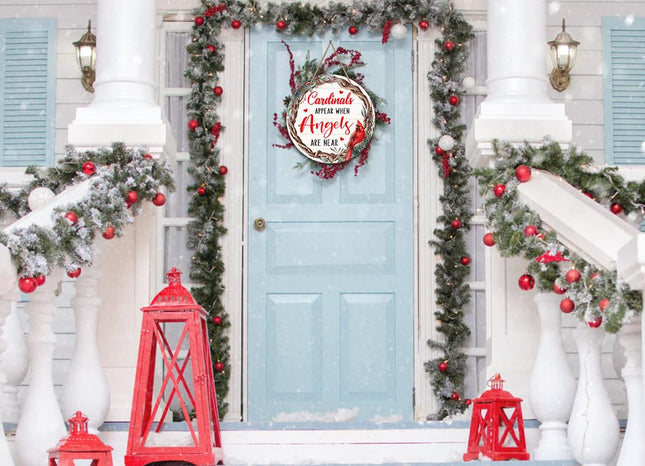 FLYAB Red Cardinal Decoration Sign for Home Wall 11.5" Cardinal Christmas Wreath for Front Door Vintage Cardinal Hanging Sign Cardinal s Bereavement s for in Memory of Loss Loved One