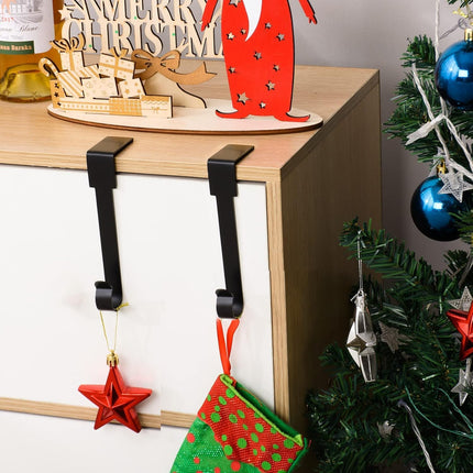 YUANQIAN Christmas Stocking Holders Mantel Hook Hangers Fireplace Hooks Hanger Christmas Stocking Hook Fireplace Hanger Grip for Christmas Party Decorations (Black)