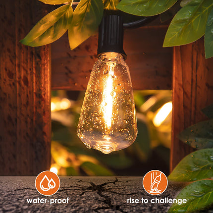 Outdoor String Lights, 50FT 2200K LED Patio Lights with ST38 Waterproof Bulbs, Retro Connectable String Lights for Patio Backyard Balcony
