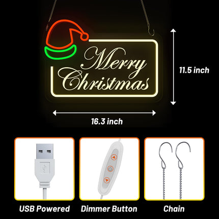 Merry Christmas Neon Sign: Dimmable LED Neon Lights for Wall Decor - Ideal Ambient Lighting Holiday Decorations for Home Kids Room