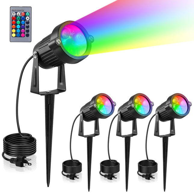 Landscape Lighting - Halloween Spotlight Outdoor RGB Colored Landscape Lights, 120V Christmas Landscape Spotlights Waterproof LED Spot Lights Outdoor for Yard Garden Patio Driveway Decor (4)