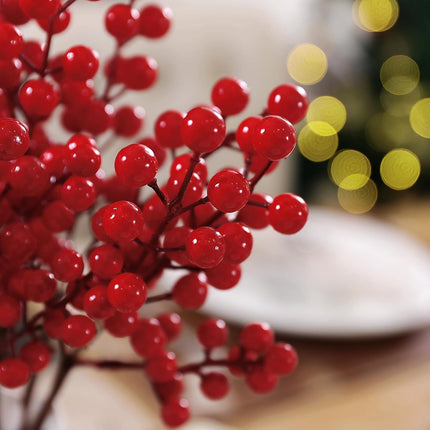SHACOS 6pcs 14" Red Berry Stems Christmas Holly Berry Branches for Vases Xmas s Red Berry Picks for Christmas Tree Decoration Wreath DIY Crafts Ornaments Holiday Home Decor Red