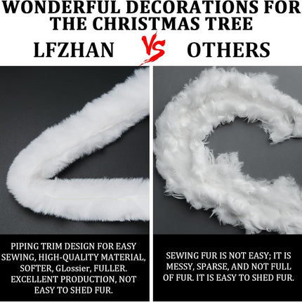 Christmas Faux Fur Trim,White Fur Garland for Christmas,Used for Decorating Christmas Trees, DIY Making Christmas Hats, Christmas Party Costume Decoration (White, 20 feet.)