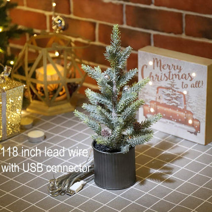 Emad Lighted Mini Tree 12 Inch with 15 Warm Whited LED Lights USB Powered for Winter Decor Hone Party and Wedding Holiday