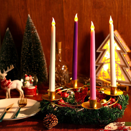 Sliner 2 Pcs Christmas Advent Wreath Ring Advent Ring Candle Holder Christmas Candle Rings Candle Wreaths Rings Metal Candle Holder for Xmas Birthday Festival Wedding Table Decorations