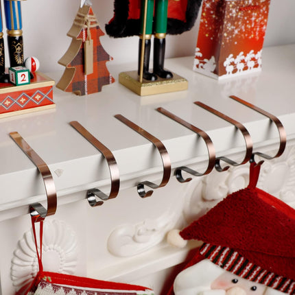 YOFIT Christmas Stocking Holders for Mantle Set of 6, Adjustable and Lightweight Stocking Hanger, Multi-Use Stocking Hooks for Fireplace Mantel Christmas Home Xmas Party Decor