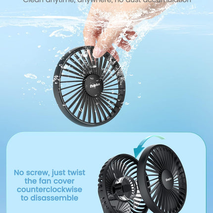 Easyacc Portable Fan For Travel,Rechargeable Handheld Fan, 5 Speed Ultra Quiet 18H Max Cooling Time] With Backup Power Digital